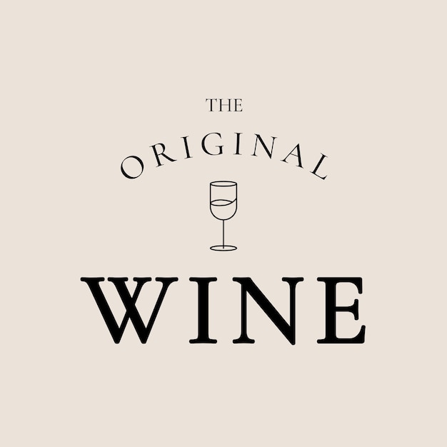 Sjabloon voor wijnbar-logo met minimale illustratie van wijnglas