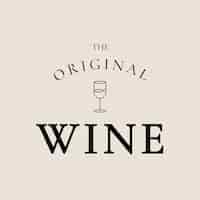 Gratis vector sjabloon voor wijnbar-logo met minimale illustratie van wijnglas