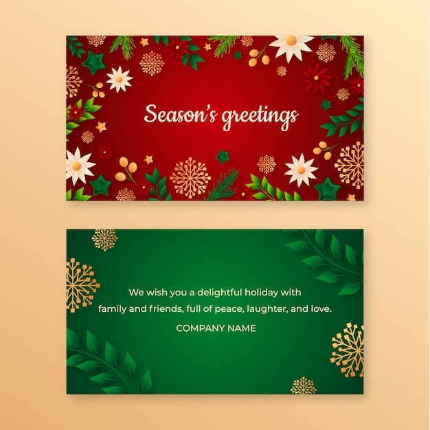 Gratis vector sjabloon voor zakelijke kerstkaarten met verloop