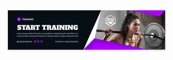 Gratis vector sjabloonontwerp voor personal trainer twitch-banner