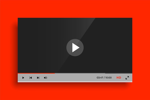 Gratis vector sjabloonontwerp voor rood modern videospeler