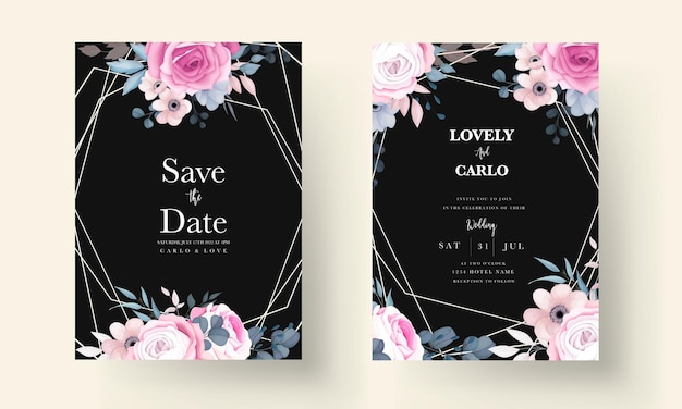 Sjabloonontwerp voor zachte bloemenhuwelijksuitnodiging