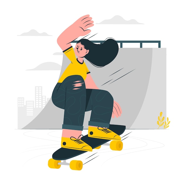 Gratis vector skateboarden concept illustratie