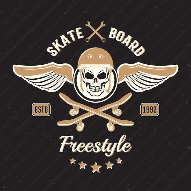 Gratis vector skateboarden gekleurde print