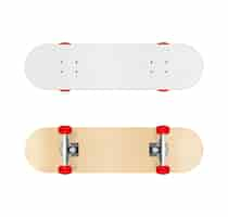 Gratis vector skateboards realistische set geïllustreerde sportieve uitrusting weergegeven vanuit verschillende hoeken geïsoleerd