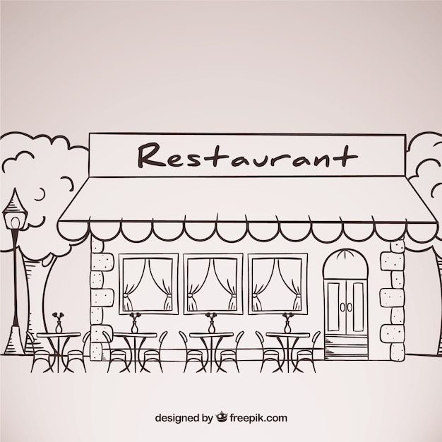 Gratis vector sketches restaurant gevel