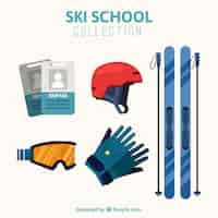 Gratis vector ski accessoires collectie in plat design