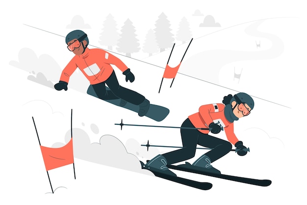 Gratis vector ski concurrentie concept illustratie