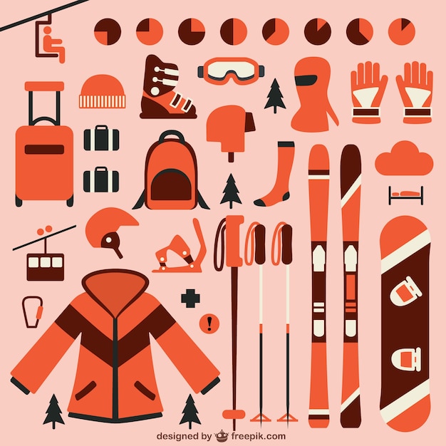 Gratis vector ski elementen collectie