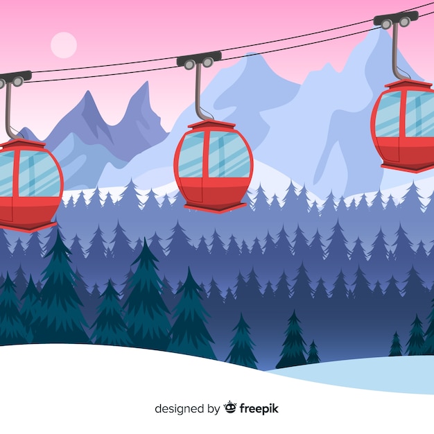 Gratis vector ski station achtergrond