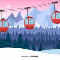 Gratis vector ski station achtergrond