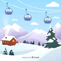 Gratis vector ski station achtergrond