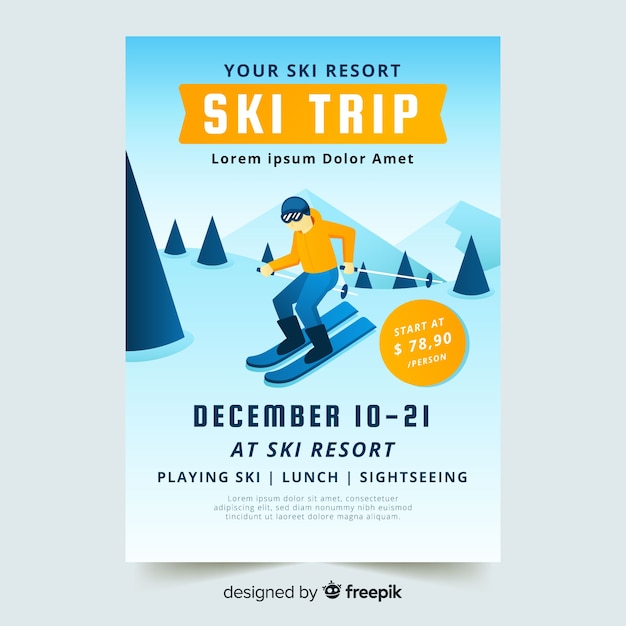 Ski trip flyer sjabloon