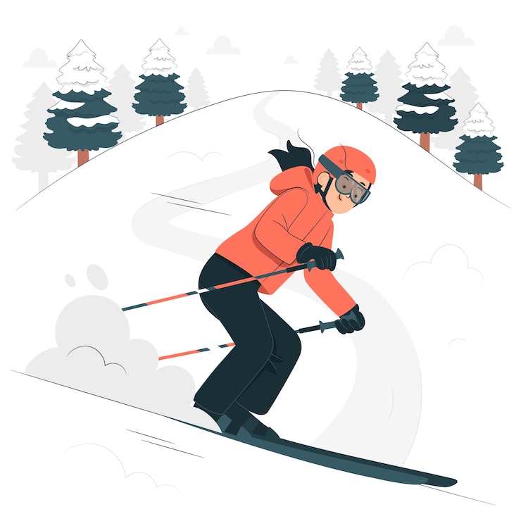 Gratis Vector skiën concept illustratie