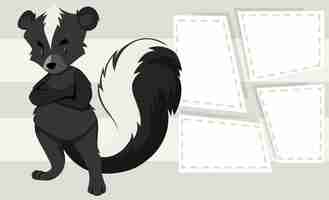 Gratis vector skunk op notitiesjabloon