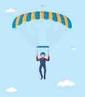 Gratis vector skydiver die onder parachute vliegt