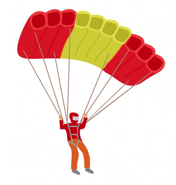 Skydiver Parachutist Met Een Parachute Op Een Witte Achtergrond Parachutespringen Man In De Lucht Parachute Levensstijl Vrijetijdsbesteding En Mensen Avontuur Illustratie Premium Vector