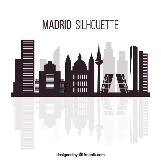 Skyline van Madrid in plat ontwerp