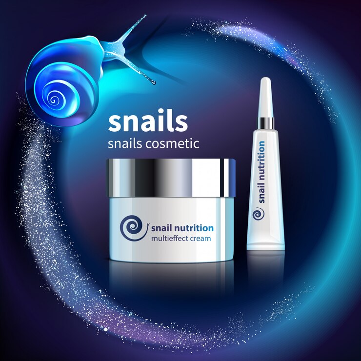 Gratis Vector slakken cosmetische advertentiesjabloon