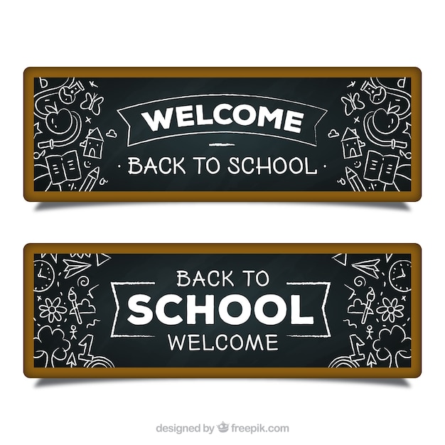 Gratis vector slate banners met schetsen