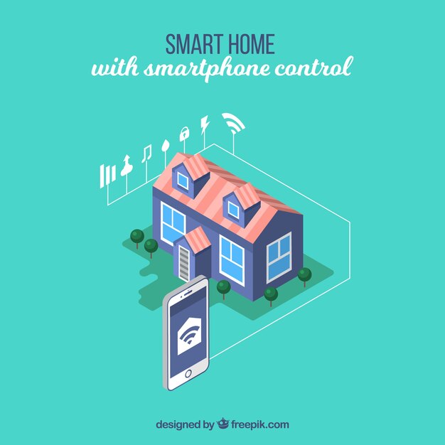 Slimme huisachtergrond met smartphonecontrole