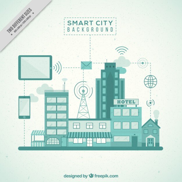 Gratis Vector slimme stadsachtergrond