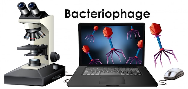 Gratis vector sluit omhoog geïsoleerd voorwerp van de geïsoleerde illustratie van virusbacteriofaag