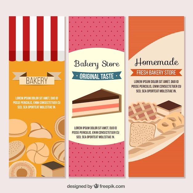 Gratis vector smakelijk bakkerij banners