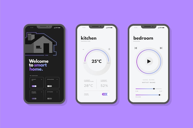 Gratis vector smart home app-interface