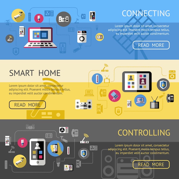 Gratis vector smart home-bannerset