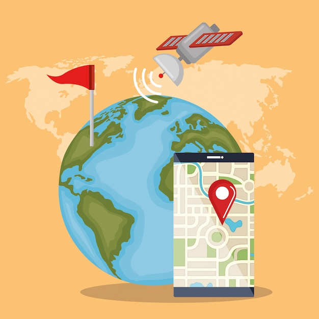 Gratis vector smartphone met gps-navigatie-app