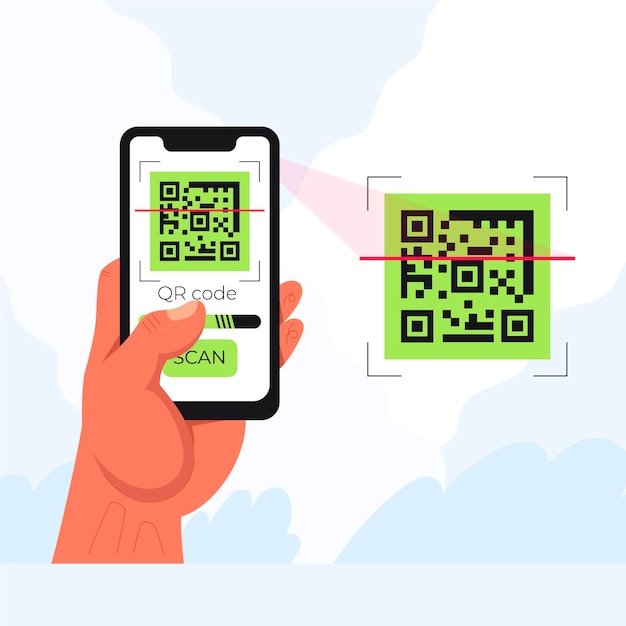 Gratis vector smartphone scannen qr-code illustratie