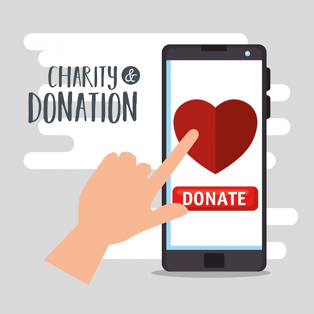 Smartphone voor online donatie aan goede doelen