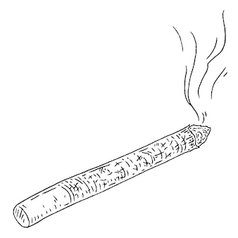 Smeulende handgemaakte sigaretten met rook. vintage gravure illustratie
