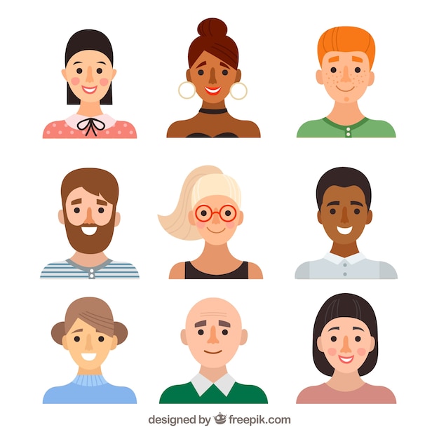 Gratis vector smiley avatars met vlak ontwerp