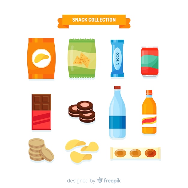Snacks in plat ontwerp
