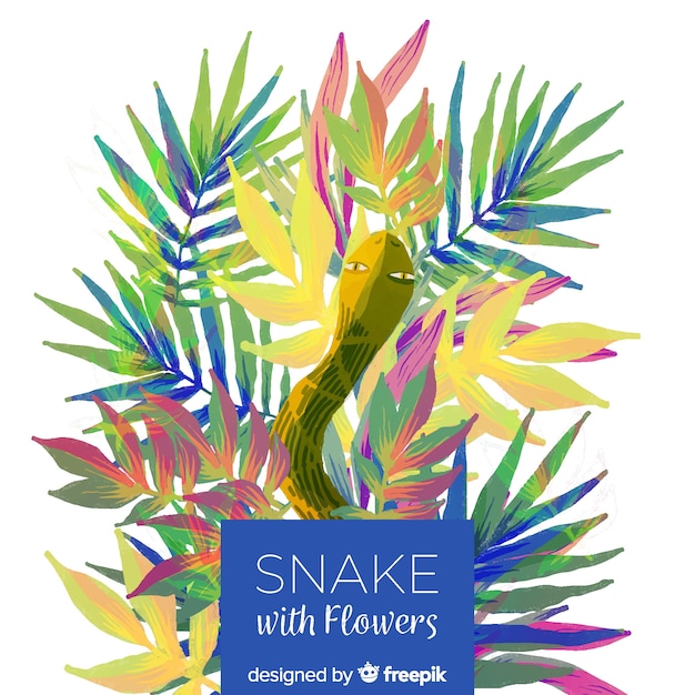 Gratis vector snake met bloemen illustratie