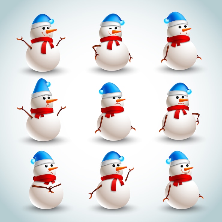 Gratis Vector sneeuwpop emoties instellen