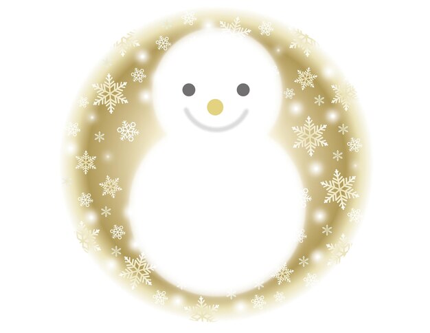 Sneeuwpop met een gouden cirkel achtergrond vector illustratie geïsoleerd op een witte achtergrond