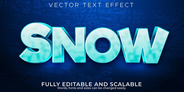 Sneeuwteksteffect, bewerkbare bevroren en koude tekststijl