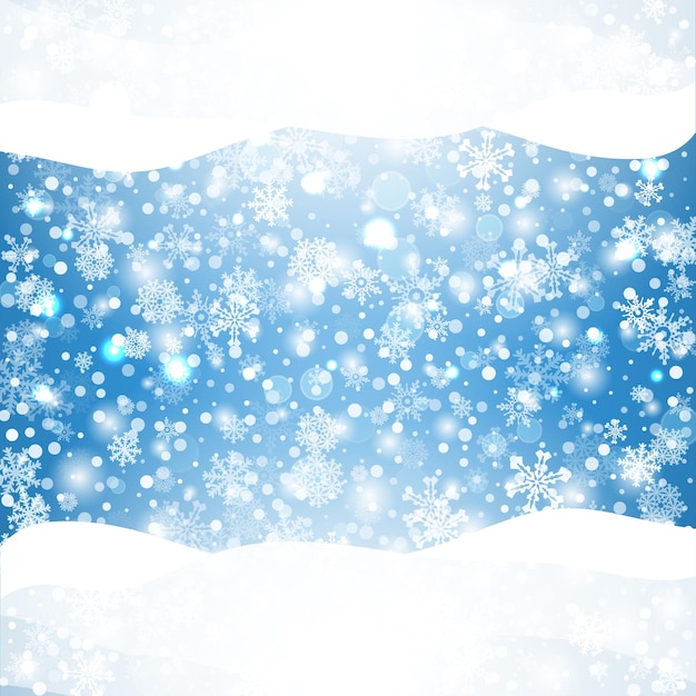 Sneeuwvlokken blauwe achtergrond met natuurlijke vlokken elementen