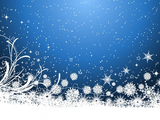 Gratis vector sneeuwvlokken floral blauwe achtergrond