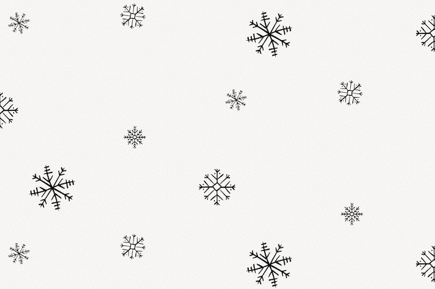 Gratis vector sneeuwvlokken patroon achtergrond, kerstmis doodle in zwarte vector