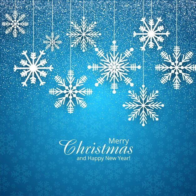Sneeuwvlokkenkaart voor vrolijk Kerstmisblauw
