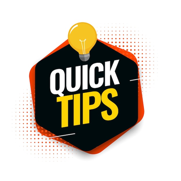 Gratis vector snel tips advies met gloeilamp op witte achtergrond