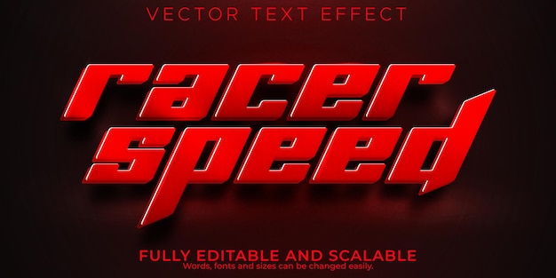 Gratis vector snelheidsrace-teksteffect, bewerkbare snelle en sporttekststijl