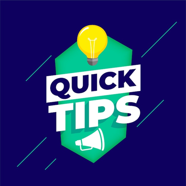 Gratis vector snelle tips achtergrond met lamp en megafoon