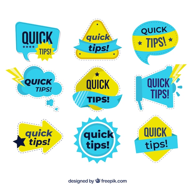 Gratis vector snelle tips verzameling badges