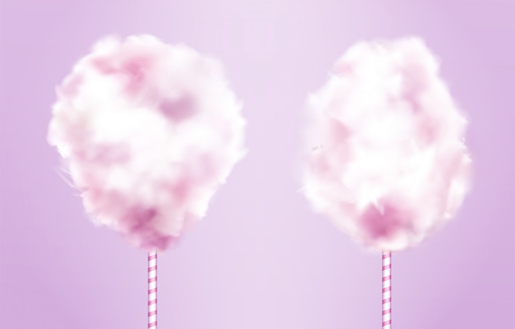 Gratis Vector snoep katoen op stok set