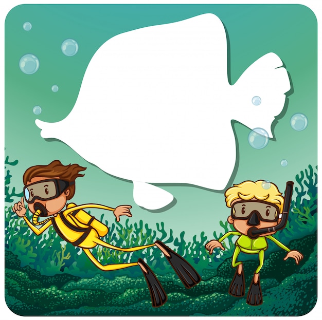 Gratis vector snorkelen in de zee